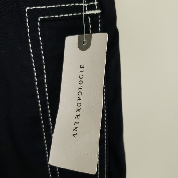 Anthropologie Maeve Barrel Wide Leg Cuffed Chino Pants Black Size 14 NWT - Picture 4 of 9